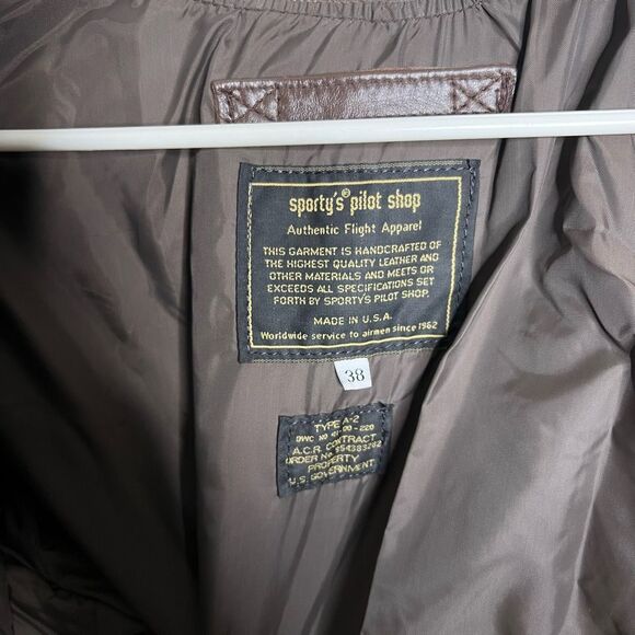 Vintage Sporty’s Pilot Shop A-2 Bomber Jacket Big YKK Zipper Horsehide Made In U - Picture 9 of 10